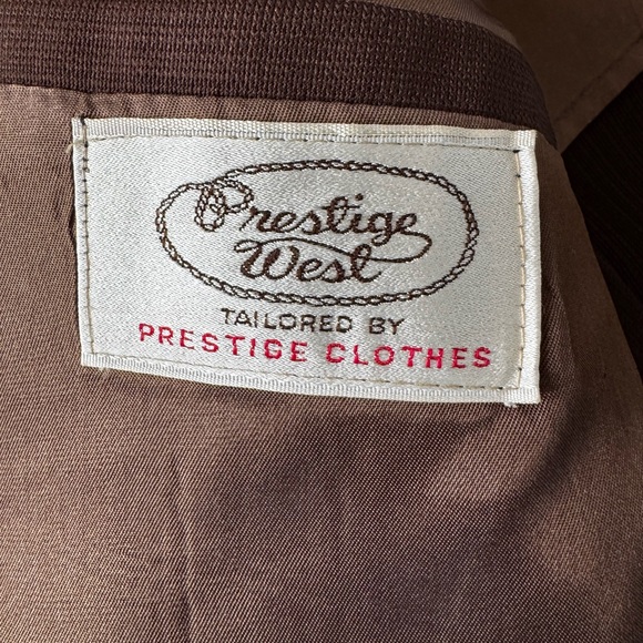 Vintage Prestige Western Suit Jacket & Vest 2pc Mens 46R Cowboy Rockabilly Brown - Picture 8 of 16